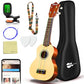 Everjoys Ukulele Soprano Pacote para iniciantes - 53 cm com cordão arco-íris bolsa de aula online gratuita para afinador digital, kit tudo em um