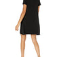 Amazon Essentials Women's Short-Sleeve Scoop Neck Swing Dress, Black, Large