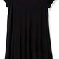 Amazon Essentials Women's Short-Sleeve Scoop Neck Swing Dress, Black, Large