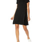 Amazon Essentials Women's Short-Sleeve Scoop Neck Swing Dress, Black, Large