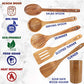 Acacia Wooden Utensils Set 6 Pcs by StarBlue - Non-Scratching, Durable and Natural Spatulas for Nonstick Cookware with Holder