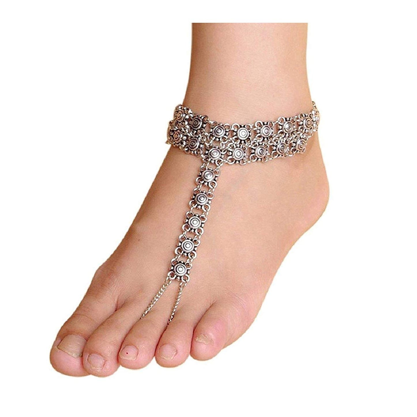 Shining Diva Antique Jewellery Silver Anklet for Girls & Women(Silver)(8271a)