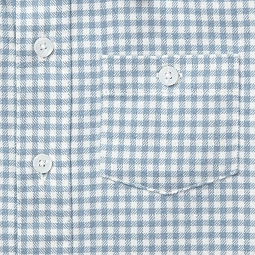 Hope & Henry Boys' Light Blue Gingham Woven Poplin Button Down Shirt Made with