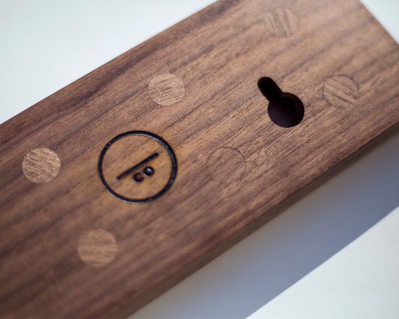 Multi Color Polka Dot Inlay Walnut Wall Mounted Magnetic Knife Holder